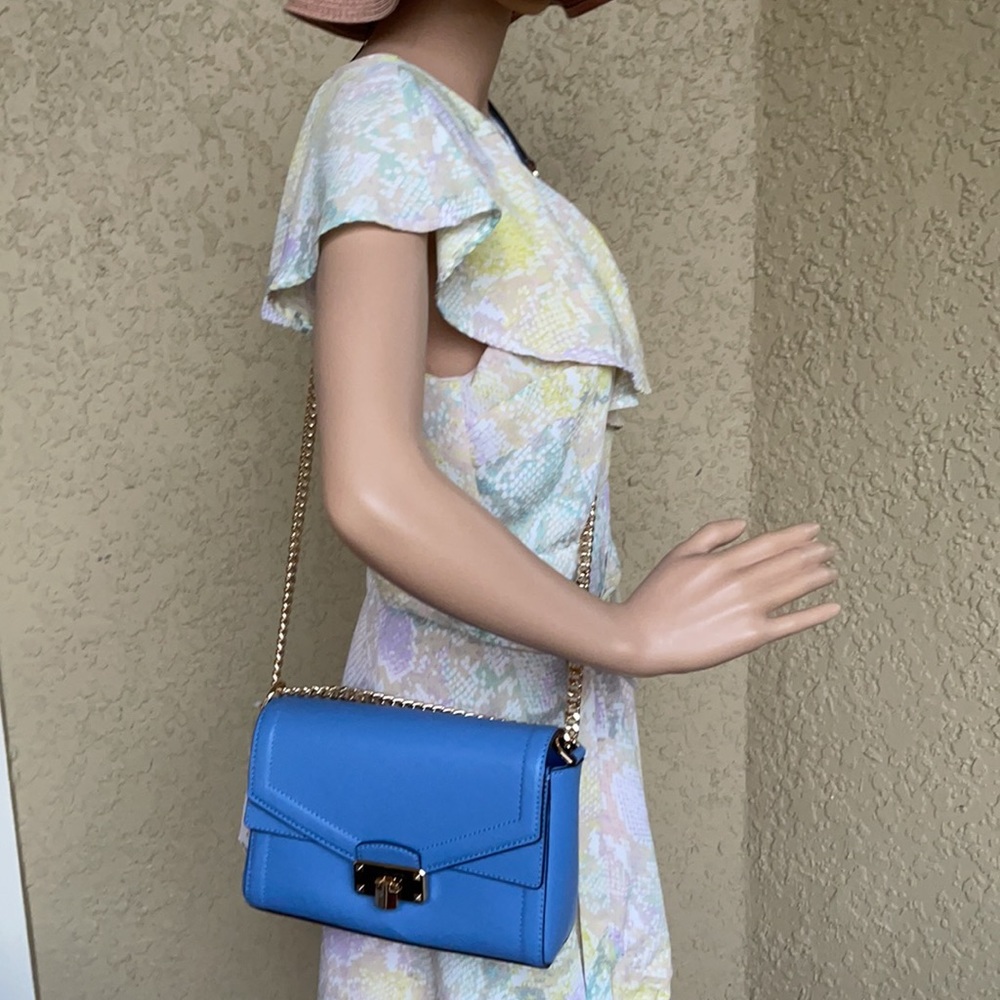 Michael Kors Kinsley Medium Flap Shoulder Bag Crossbody in French Blue - Picture 5 of 16